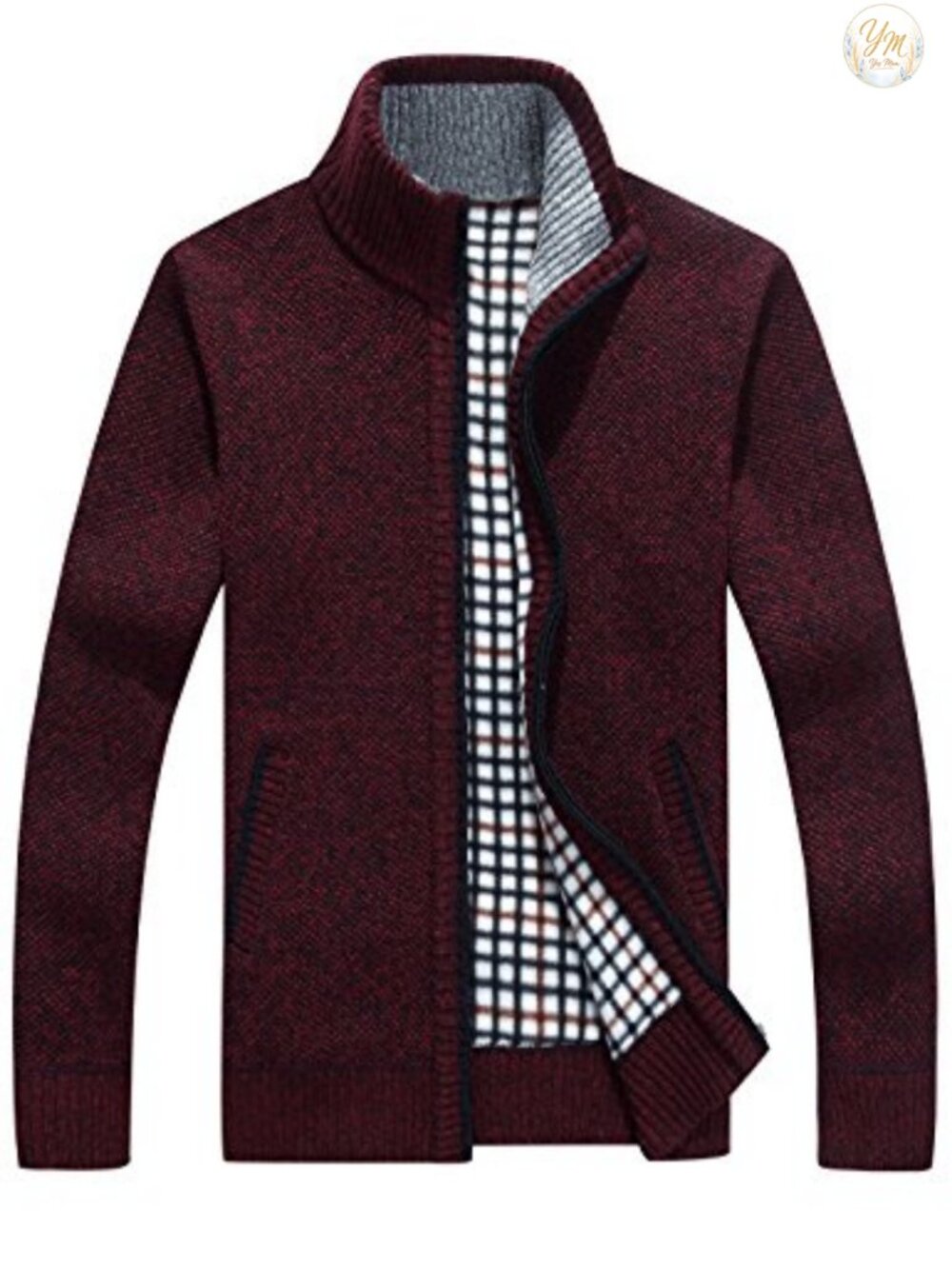 Men's Casual Slim Full Zip Knitted Cardigan Sweater with Pockets